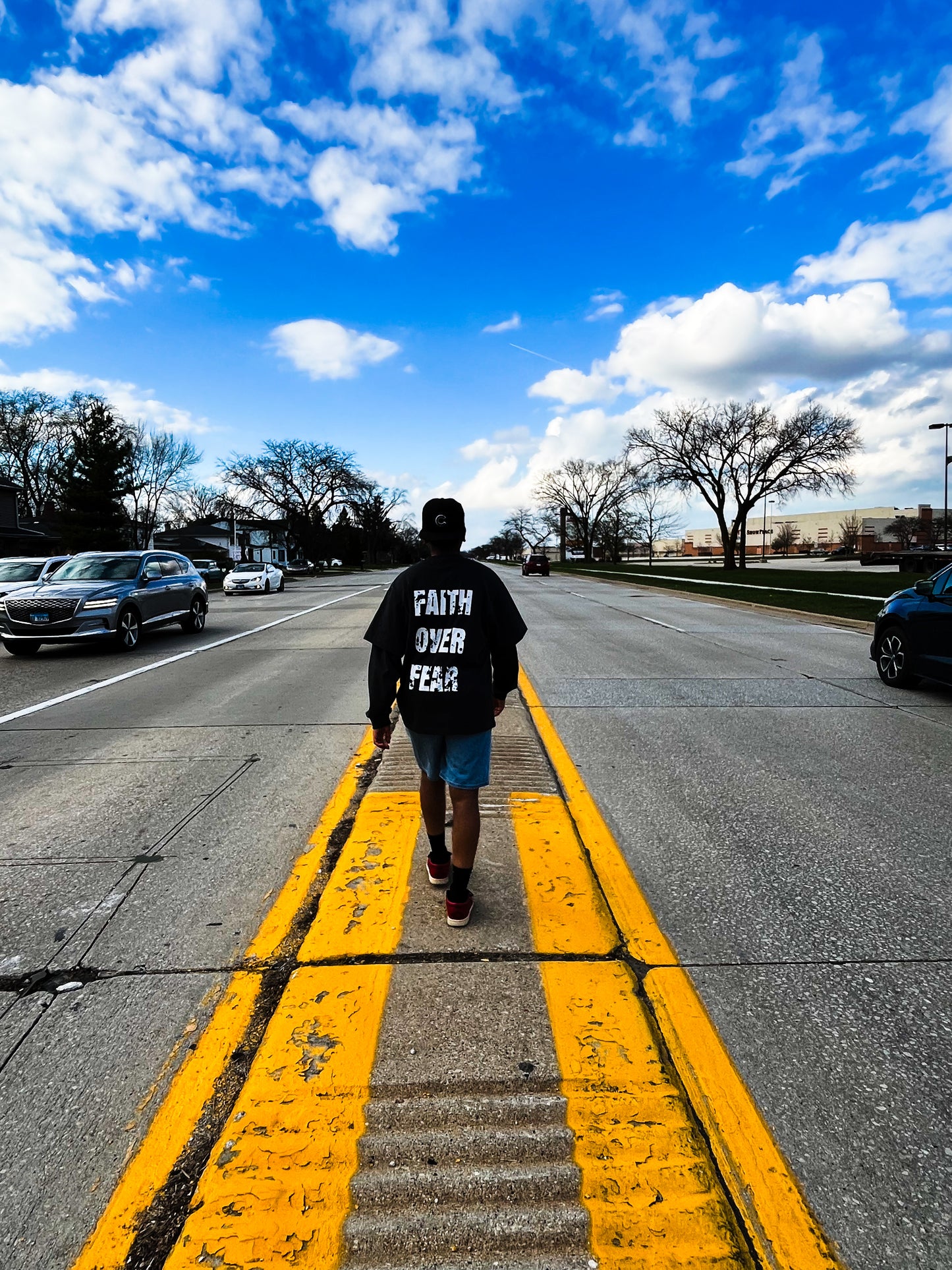 "FAITH OVER FEAR" Layered Long-Sleeve Tee