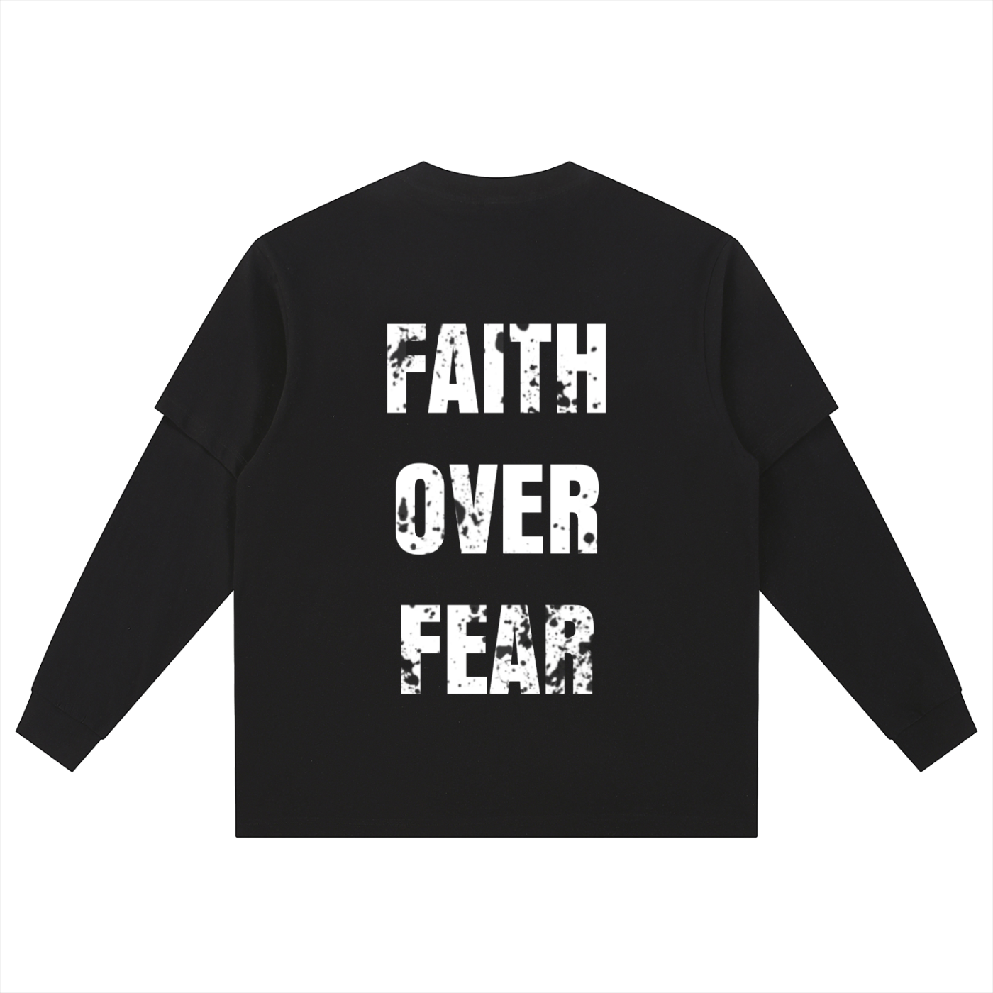 "FAITH OVER FEAR" Layered Long-Sleeve Tee