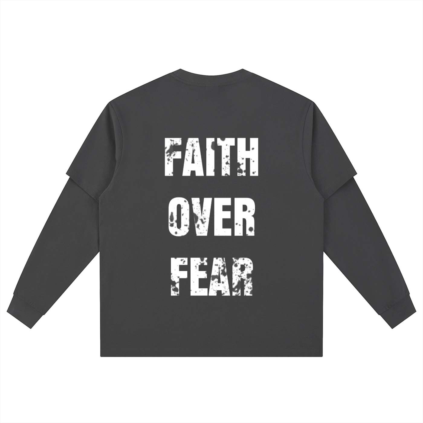 "FAITH OVER FEAR" Layered Long-Sleeve Tee